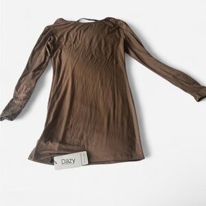 Dazy Brown Long Sleeve Dress